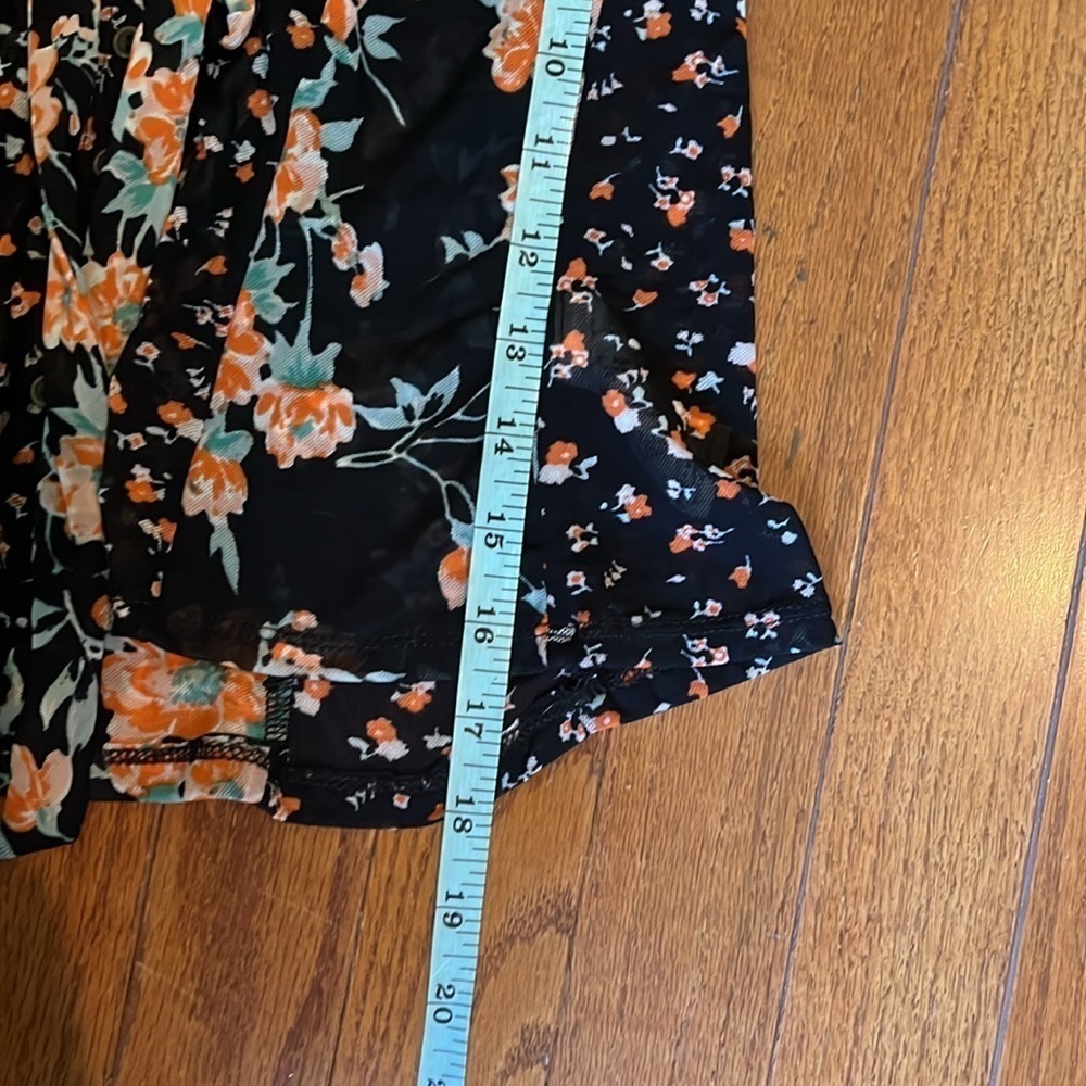 Free‎ People | Casablanca Blouse w. Front Ties Black Floral Festival Boho XS - Picture 11 of 11